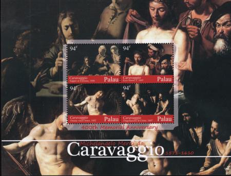 US 1023 Trust Territories Palau NH VF Caravaggio Sheet Of 4