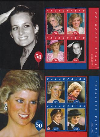 US 1051-52 Trust Territories Palau NH VF Princess Dianna Birthday Set