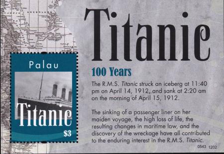 US 1088 Trust Territories Palau NH VF Titanic S/S