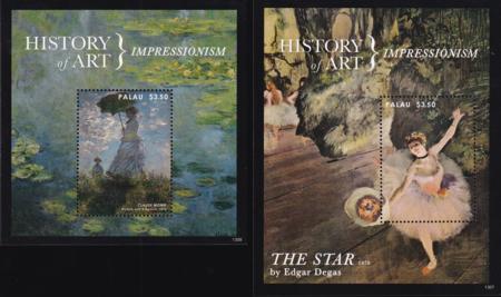 US 1141-42 Trust Territories Palau NH VF History Of Art S/S