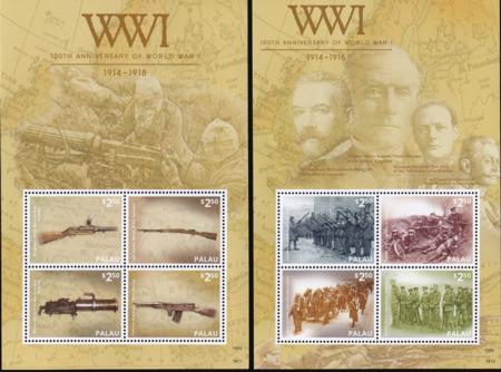 US 1207-8 Trust Territories Palau NH VF WWI 100th Anniversary Sheets