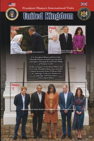 US 1334 Trust Territories Palau NH VF UK Obama Visit Sheet Of 3