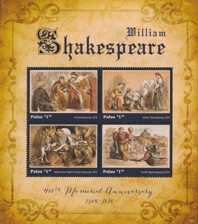 US 1337 Trust Territories Palau NH VF Shakespeare Sheet Of 4