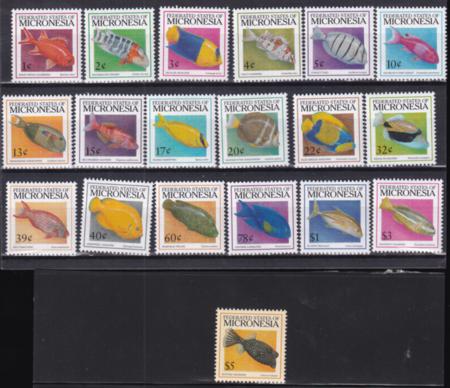 US 301-19 Trust Territories Micronesia NH VF Fish Definitive Set (19)