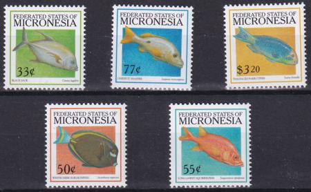 US 328-32 Trust Territories Micronesia NH VF Fish Definitive Set 1999 (5)