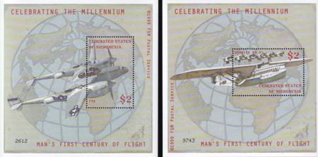 US 363-4 Trust Territories Micronesia NH VF 1st Century Of Flight S/S