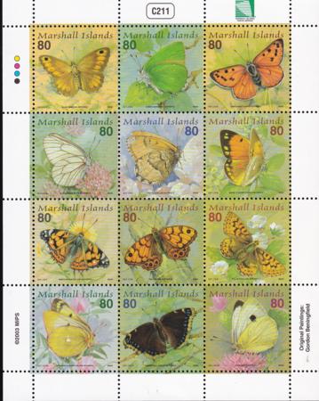 US 821 Trust Territories Marshall Islands NH VF Butterflies M/S