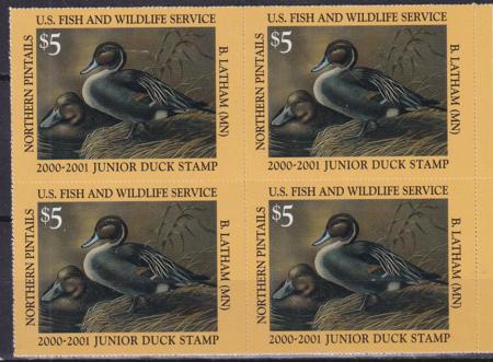 US JDS8 Junior Duck Stamp VF NH 2000-01 Plate Block