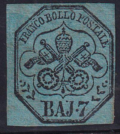 Italian States - Roman States 8 H VF 4 Margins, OG, Signe Diena, Scarce!