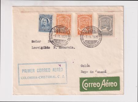 Colombia 1931 First Flight to Cristobal, Canal Zone