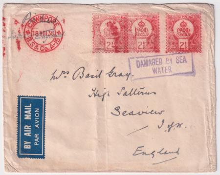 India 1936 Scipio Mirabella Bay, Crete Air Crash Cover