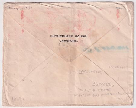 India 1936 Scipio Mirabella Bay, Crete Air Crash Cover