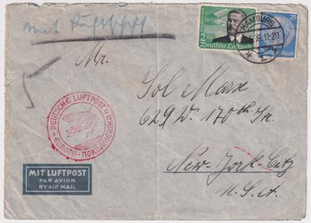 Germany 1936 2nd North American Hindenburg Flight Cover