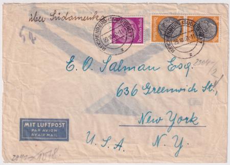 Germany 1940 Airmail Cover to NY via Lati, Italian Airlines