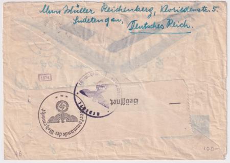 Germany 1940 Airmail Cover to NY via Lati, Italian Airlines