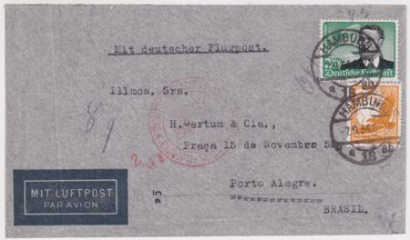 Germany 1934 Commercial Catapult Cover to Porto Alegre