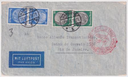 Germany 1935 Commercial Catapult Flight Cover to Rio