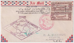 US 1930 C14 (x2)  VF  on Flown Zeppelin Cover to Colorado. Stamp
