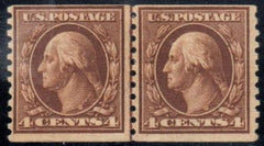 US 457 Washington / Franklin F-VF Mint LH Line Pair - Scarce!
