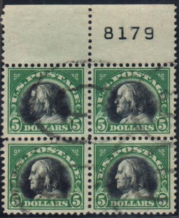 US 524 Washington / Franklin VF Used Plate Block of 4