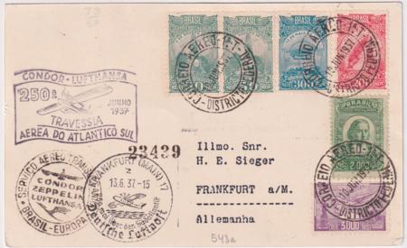 Brazil 1937 250th Condor-Lufthansa Flight Cover