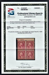 US 579 Fine Mint NH Top Plate Block of 4, PSE Cert