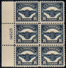US C5 Airmail F-VF+ Mint NH Plate # Block