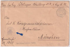 Germany 1915 Bavarian Flying Corps. Cover with Feldpost Cancel