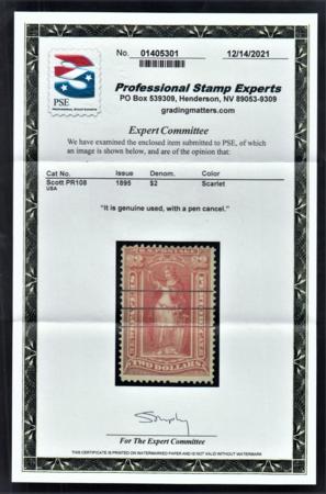 US PR108 Newspaper F+ Used, Pen Cancel, PSE Cert