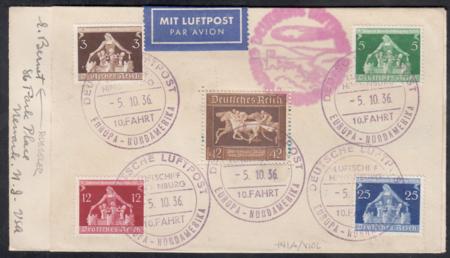 Germany 1936 10th North America Hindenburg Flight Cover