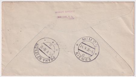 US 1936 2nd Hindenburg North American Flight Cover to Czechoslovakia