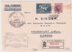 Uruguay 1937 250th Condor - Lufthansa Registered Flight Card