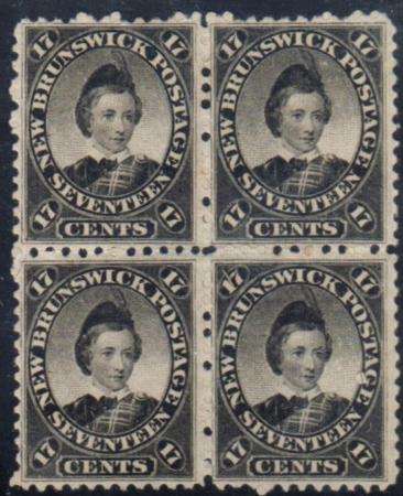 New Brunswick 11 F-VF Mint Hinged Block of 4 - Fresh!