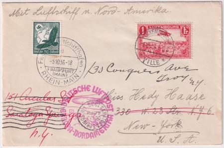 Luxembourg / Germany1936 10th North America Flight Cover