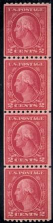 US 487 Washington / Franklin F-VF Mint NH Pristine Strip of 4