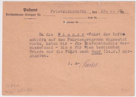 Germany 1930 Cancelled Vienna Flight