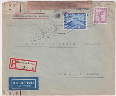 Germany 1934 C44 Chicago ovpt. Stamp on Cover to Dutch Indies