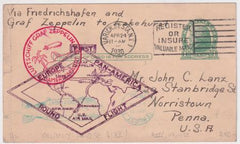 US 1930 Pan Am Flight on 1c Postal Card with $1.29 Franking added