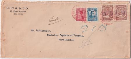 Colombia / US 1924 CLEU 43 60c pair with violet "EU" Inverted