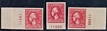 US 534A Washington / Franklin XF Mint NH 3 Plate # Singles