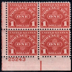 US J87 Postage Dues XF NH Plate # Block