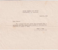 US 1950 Washington to Minneapolis Crash Cover