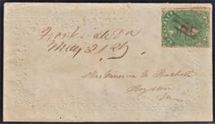 US Back Of Book - Confederate States of America 1 Stamp+Cover, Pen Cancelled with Matching m/s on Small Ladies Embossed Cover