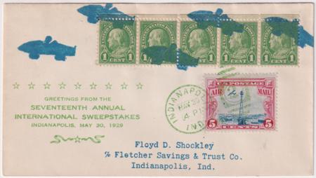 US Indiana  Indianapolis C11 Fancy Cancel Cover  Racing Car