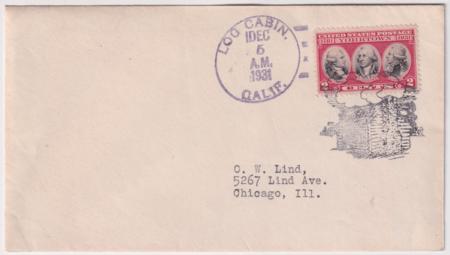 US California, Log Cabin 632, 634, 636, 642 Fancy Cancel Cover