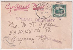 US 1918 C2 on Philadelphia - NY Flight , Small Cover