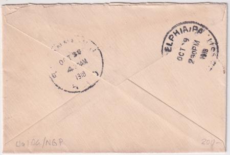 US 1918 C2 on Philadelphia - NY Flight , Small Cover