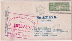 US 1929 Catapult Flight Bremen to Bremen Sent to U.S. Embassy in France