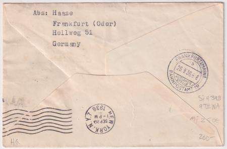 Sweden 1936 9th North America Flight Cover