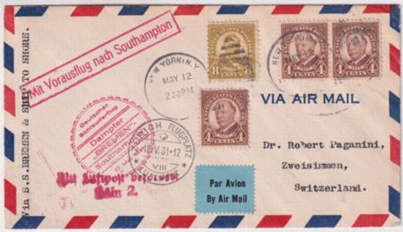 US 1931 Catapult Cover, Bremen, to Southhampton with 640 & 685, May 17